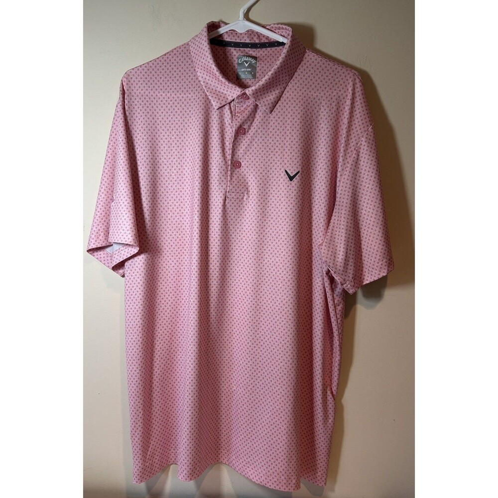 Callaway Men's Large Pink Golf Polo Shirt Opti-Dri- EUC